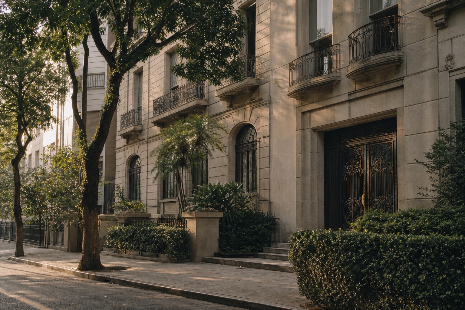 Vista de uma rua residencial arborizada em São Paulo.